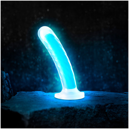 Neo Elite - Glow in the Dark - Tao - 7 Inch Silicone Dual Density Dildo - Neon Blue