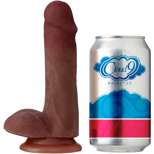 Cloud 9 Novelties Dual Density Real Touch 6 Inch With Balls - Brown