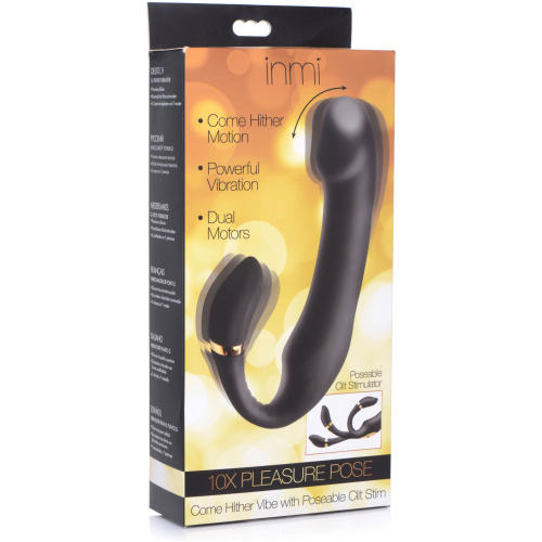 10x Pleasure Pose Come Hither Silicone Vibe With Poseable Clit Stim