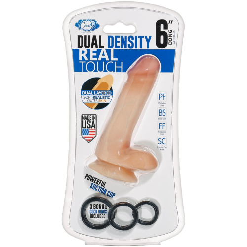 Cloud 9 Novelties Dual Density Real Touch 6 Inch With Balls - Flesh