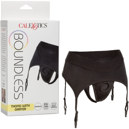 Boundless Thong With Garter - 2l/3xl - Black