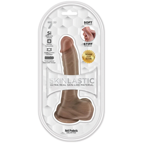 Skinsations - Skinlastic - Sliding Skin Dildo -   7-Inch With Suction Base