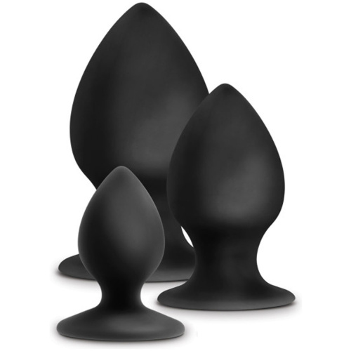 Anal Adventures - Platinum - Silicone Anal Stout Plug Kit - Black