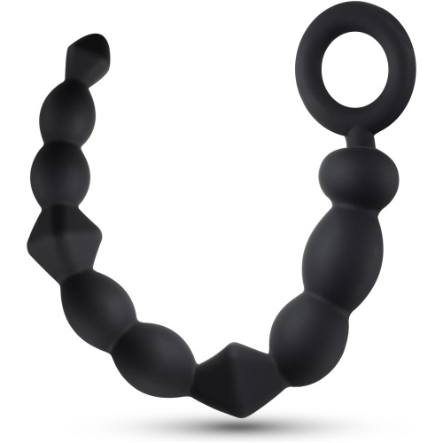 Anal Adventures Platinum - Silicone Beginner Anal Beads - Black