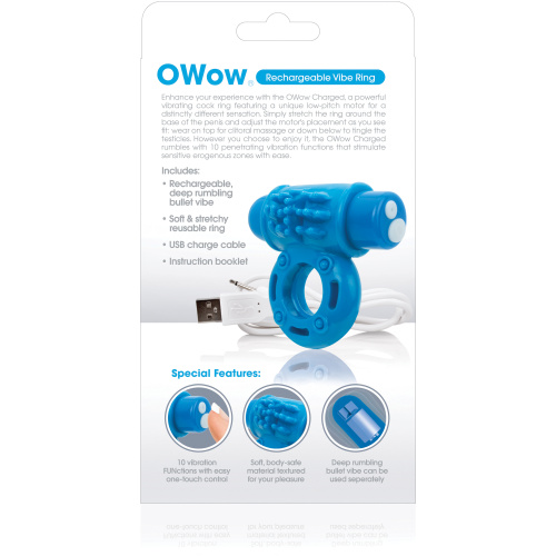 Charged Owow Rechargeable Vibe Ring - Blue