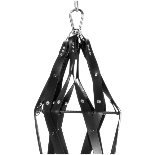Hanging Rubber Strap Cage - Black