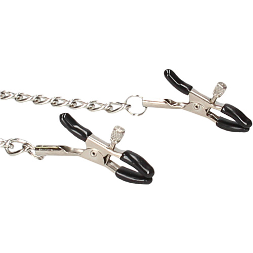 Velcro Collar With Nipple Clamps - Black