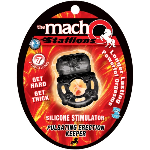 The Macho Stallions Pulsating Erection Keeper - Black
