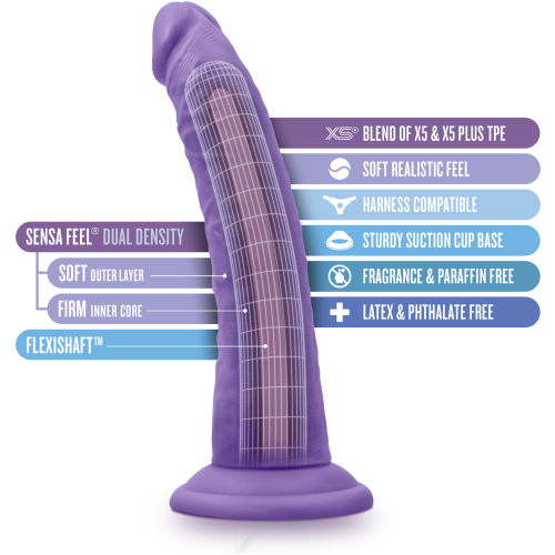 Au Naturel - Bold - Jack - 7 Inch Dildo - Purple