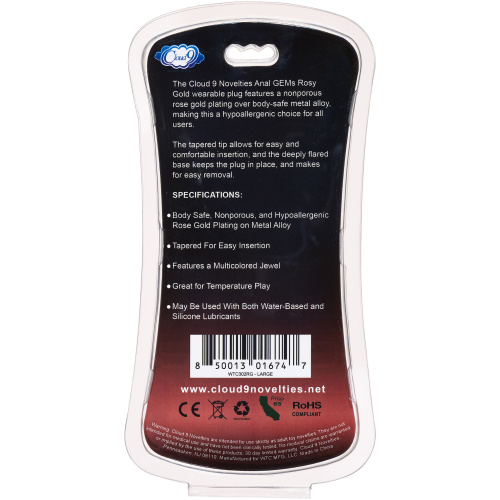 Cloud 9 Novelties Gems Rosy Gold Anal Plug - Large