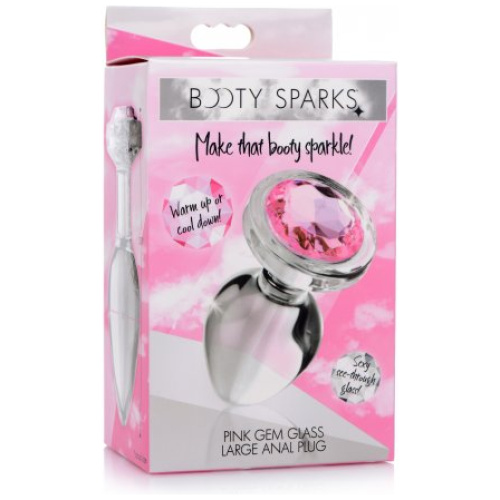 Pink Gem Glass Anal Plug - Large