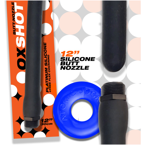 Oxshot - Butt-Nozzle Shower Hose 12 Inch - Black Blue
