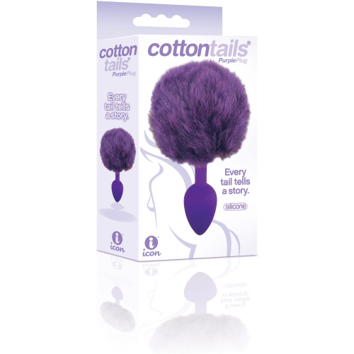 The 9's Cottontails Silicone Bunny Tail Butt Plug - Purple