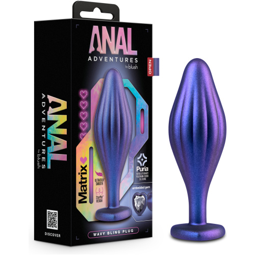 Anal Adventures Matrix - Wavy Bling Plug - Sapphire