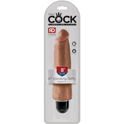 King Cock 8 Inch Vibrating Stiffy - Tan