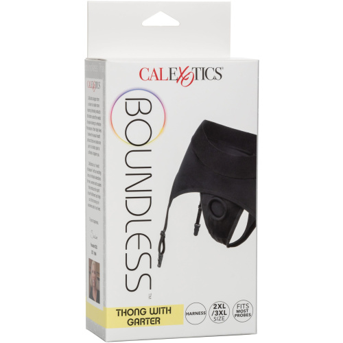 Boundless Thong With Garter - 2l/3xl - Black