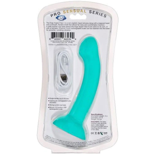Ergo Super Flexi I Dong Soft and Flexible Liquid Silicone With Vibrator - Teal