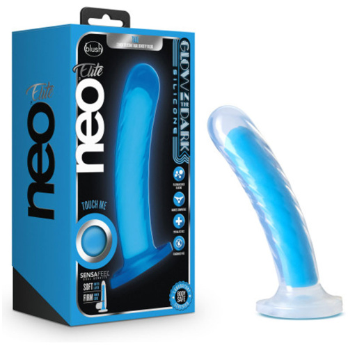 Neo Elite - Glow in the Dark - Tao - 7 Inch  Silicone Dual Density Dildo - Neon Blue