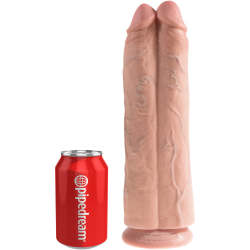 King Cock 11" Two Cocks One Hole - Flesh