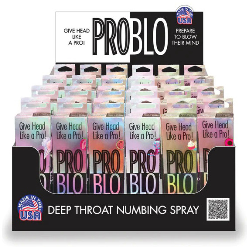 Pro Blo Deep Throat Numbing Spray Pop Display of 24pcs