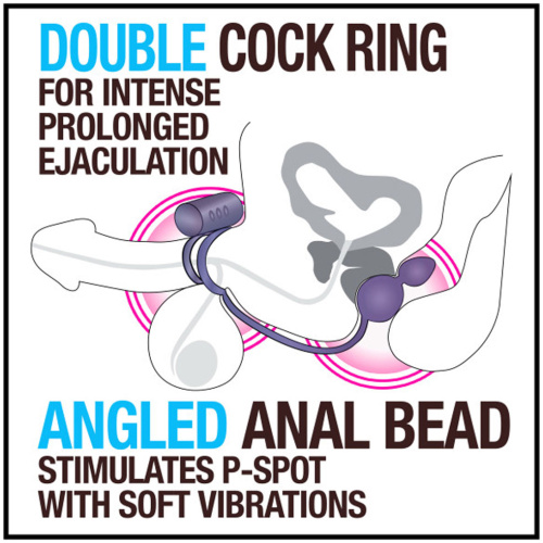 Anal Adventures - Platinum - Silicone Anal Ball  With Vibrating C-Ring - Black
