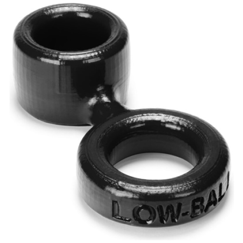 Low Ball Cock Ring With Attached Ball Stretcher  - Black