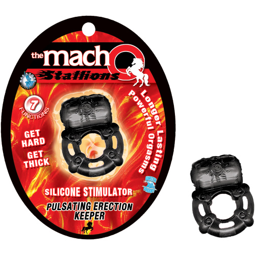 The Macho Stallions Pulsating Erection Keeper - Black