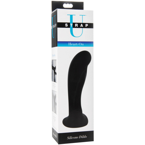 Heart on Silicone Harness Dildo - Black