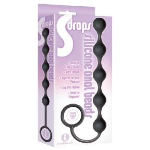 The 9's S-Drops Silicone Anal Beads - Black