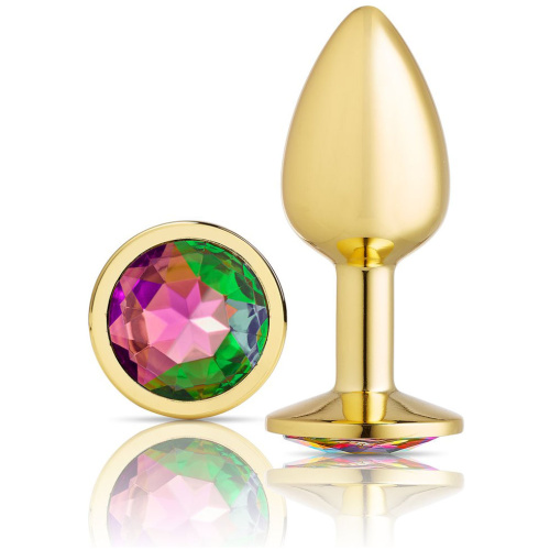 Cloud 9 Novelties Anal Gems Jeweled Gold Chromed Anal Plug - Medium