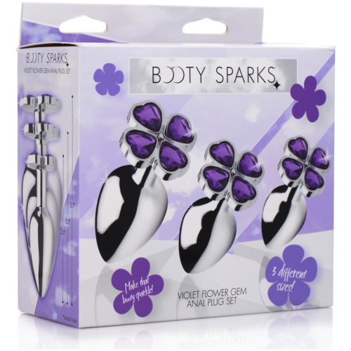 Violet Flower Gem Anal Plug Set
