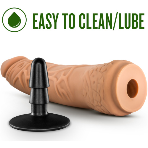 Lock on - Hexanite - 7.5 Inch Dildo With Suction  Cup Adapter - Mocha
