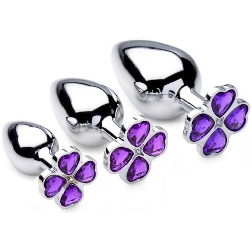 Violet Flower Gem Anal Plug Set
