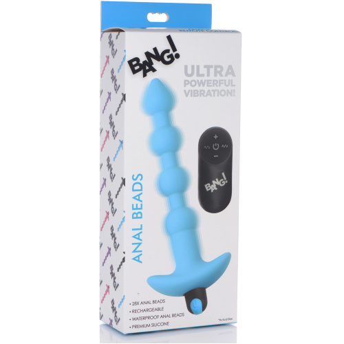 Bang - Vibrating Silicone Anal Beads and Remote Control - Blue