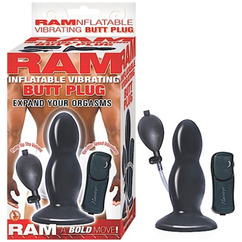 Ram Inflatable Vibrating Butt Plug - Black