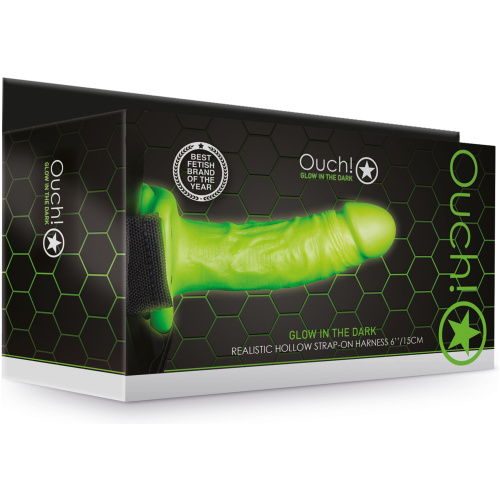 Realistic Hollow Strap-on Harness 7 Inch - Glow in the Dark