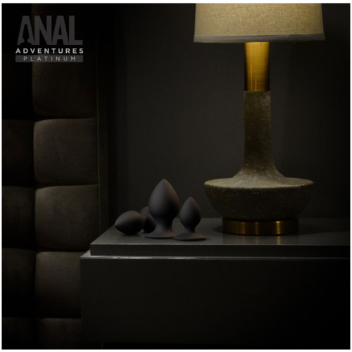 Anal Adventures - Platinum - Silicone Anal Stout Plug Kit - Black