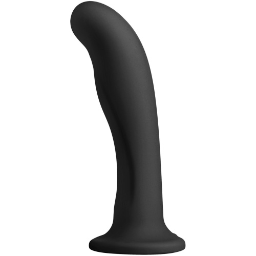 Heart on Silicone Harness Dildo - Black