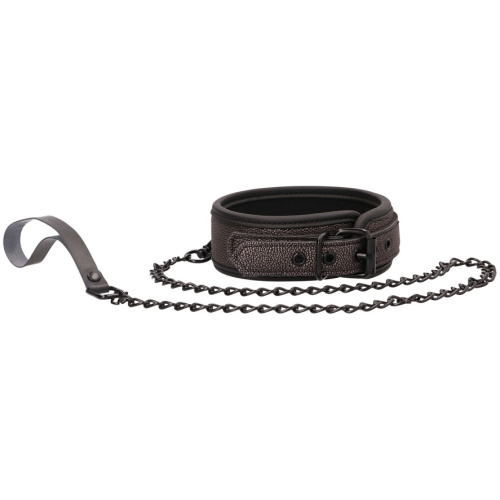 Ouch - Elegant Collar With Leash - Titanium Grey