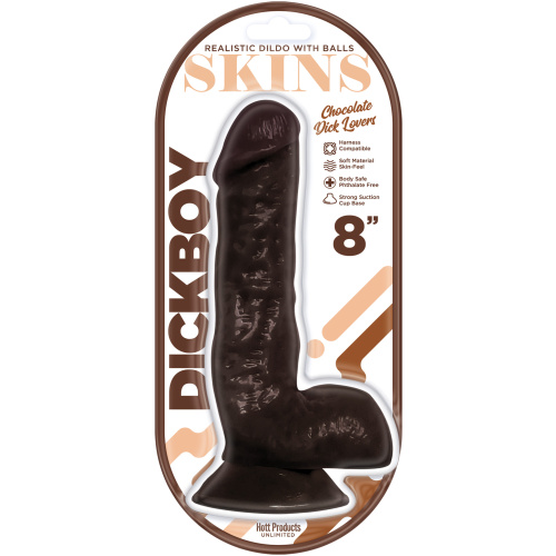 Dickboy - Skins - Dildo With Balls - 8 Inch -   Chocolate Dick Lover