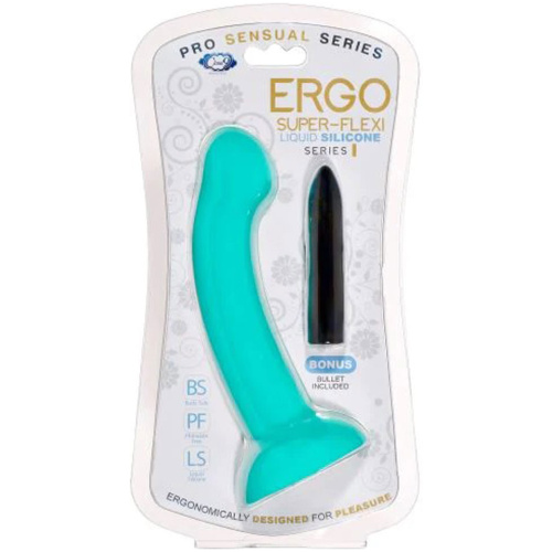 Ergo Super Flexi I Dong Soft and Flexible Liquid Silicone With Vibrator - Teal