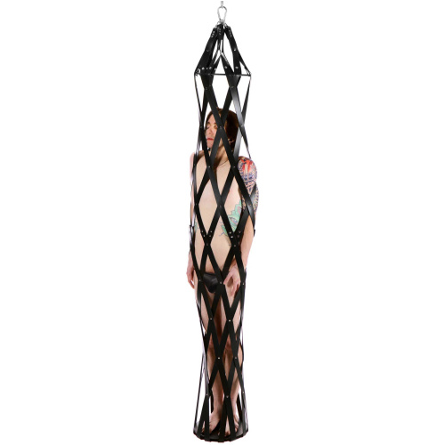 Hanging Rubber Strap Cage - Black