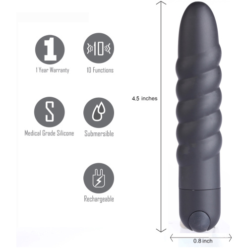 Lola 10 Function Vibrating Twisty Bullet - Black