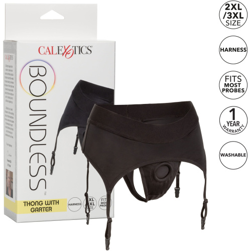 Boundless Thong With Garter - 2l/3xl - Black