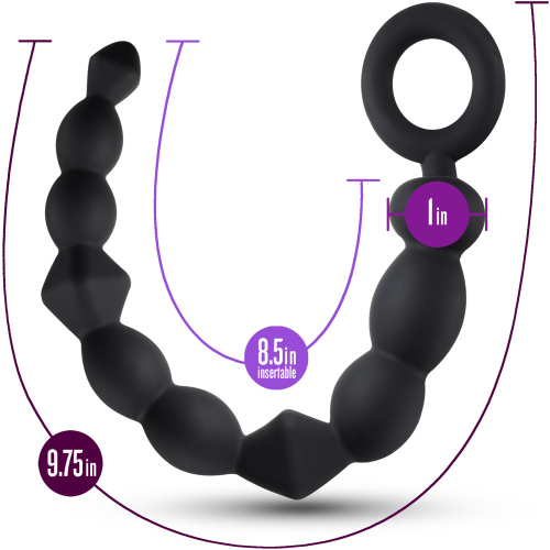 Anal Adventures Platinum - Silicone Beginner Anal Beads - Black