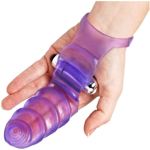 Double Finger Banger Vibrating G-Spot Glove - Purple