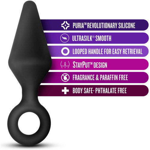 Anal Adventures Platinum - Silicone Loop Plug - Medium - Black