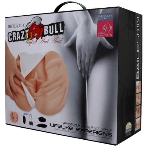 Crazy Bull the Realistic Skin-Like Texture Vagina and Anal Masturbator Vibration and Double Entrance