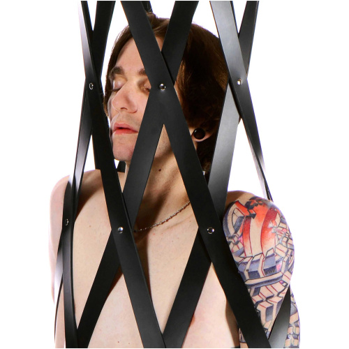 Hanging Rubber Strap Cage - Black