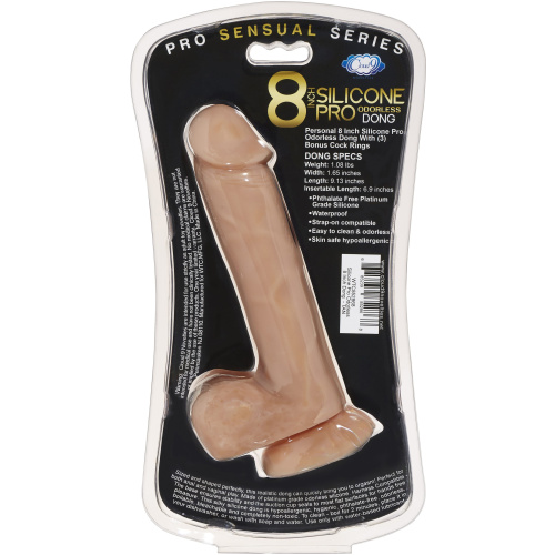 Pro Sensual Series 8 Inch Silicone Pro Odorless Dong - Tan